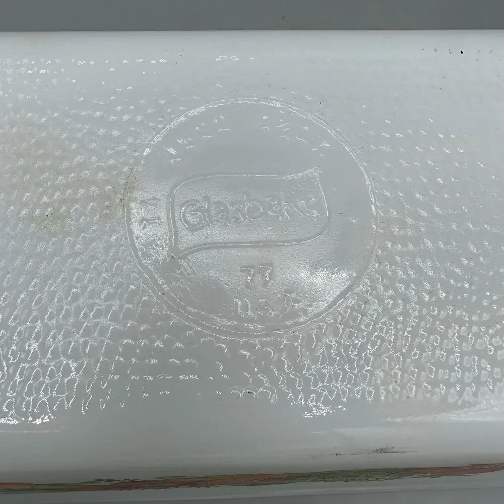 Vintage Glasbake Jeanette Milkglass Garden Vegetable Harvest Loaf Pan